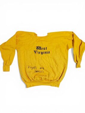 Vintage 80s West Virginia WVU Moutaineer Football Major Harris Signed Sweatshirt
